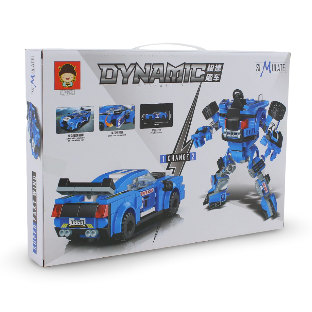 "Dynamic Sensation" 2-in-1 Transformer Robot and Racing Car Assembly Toy Set – 330 Pcs