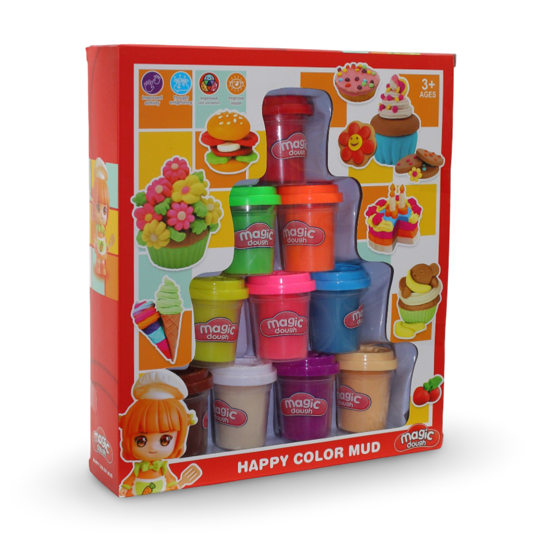 "Happy Color Mud" Magic Dough Set – 10 Pcs
