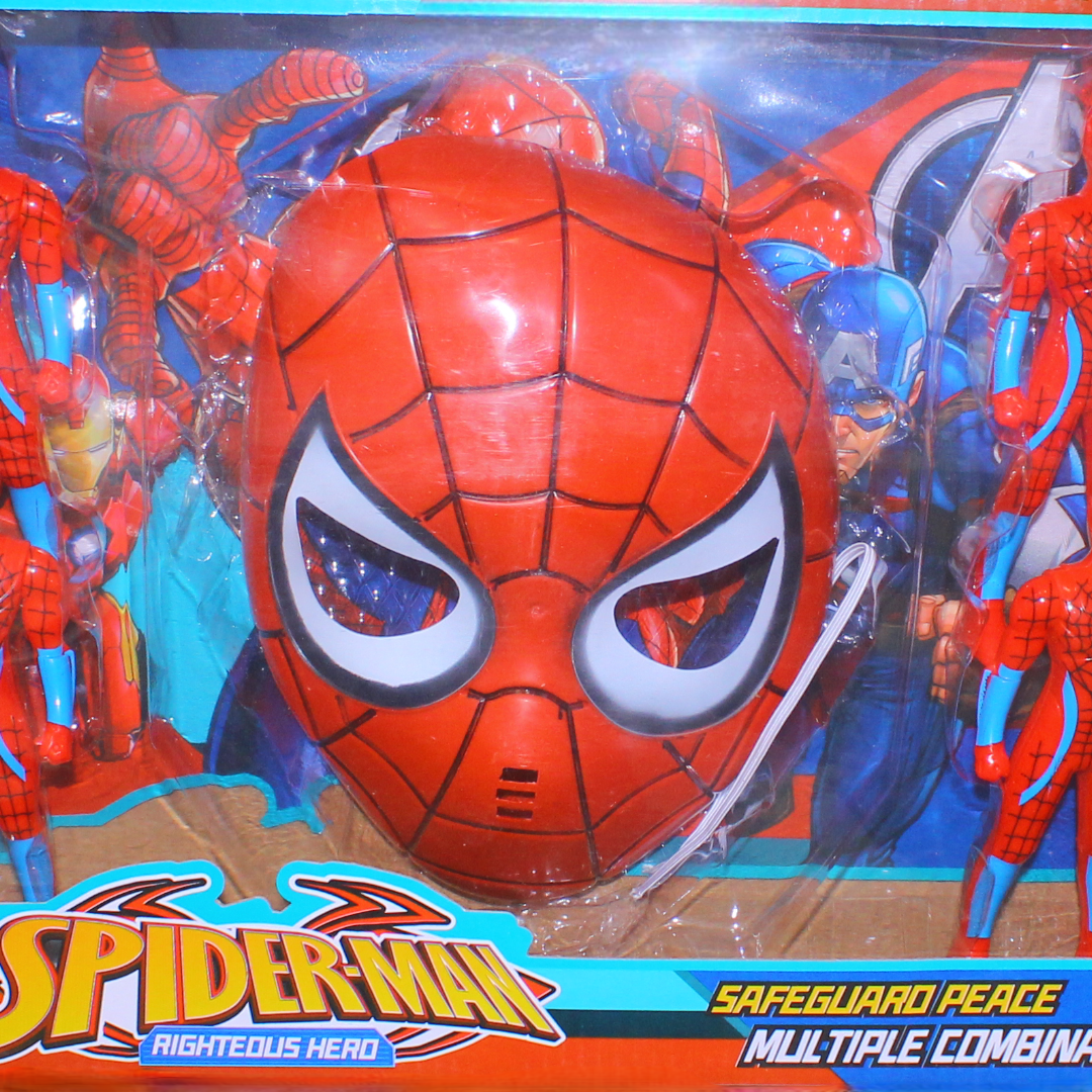 Spider-Man Righteous Hero Action Figure & Mask Playset – 4 Pcs