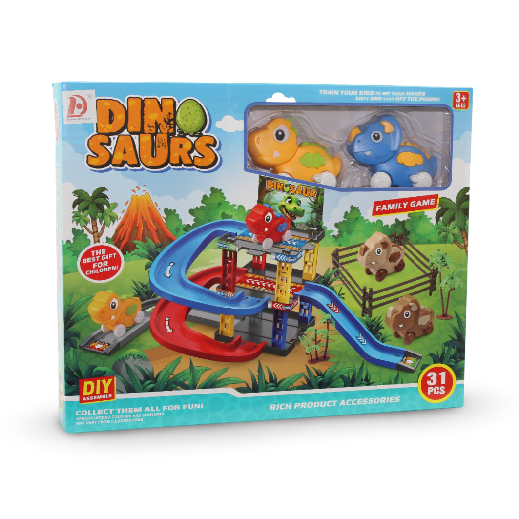 "Dinosaurs" DIY Assemble Parking Track Playset – 31 Pcs
