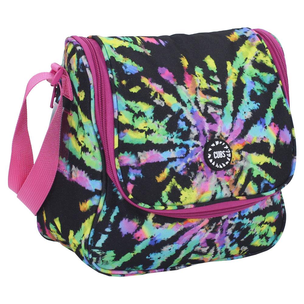 CUBS BLACK CANVAS NEON COLORS DYE CROSS BODY LUNCH BAG - Ourkids - Cubs