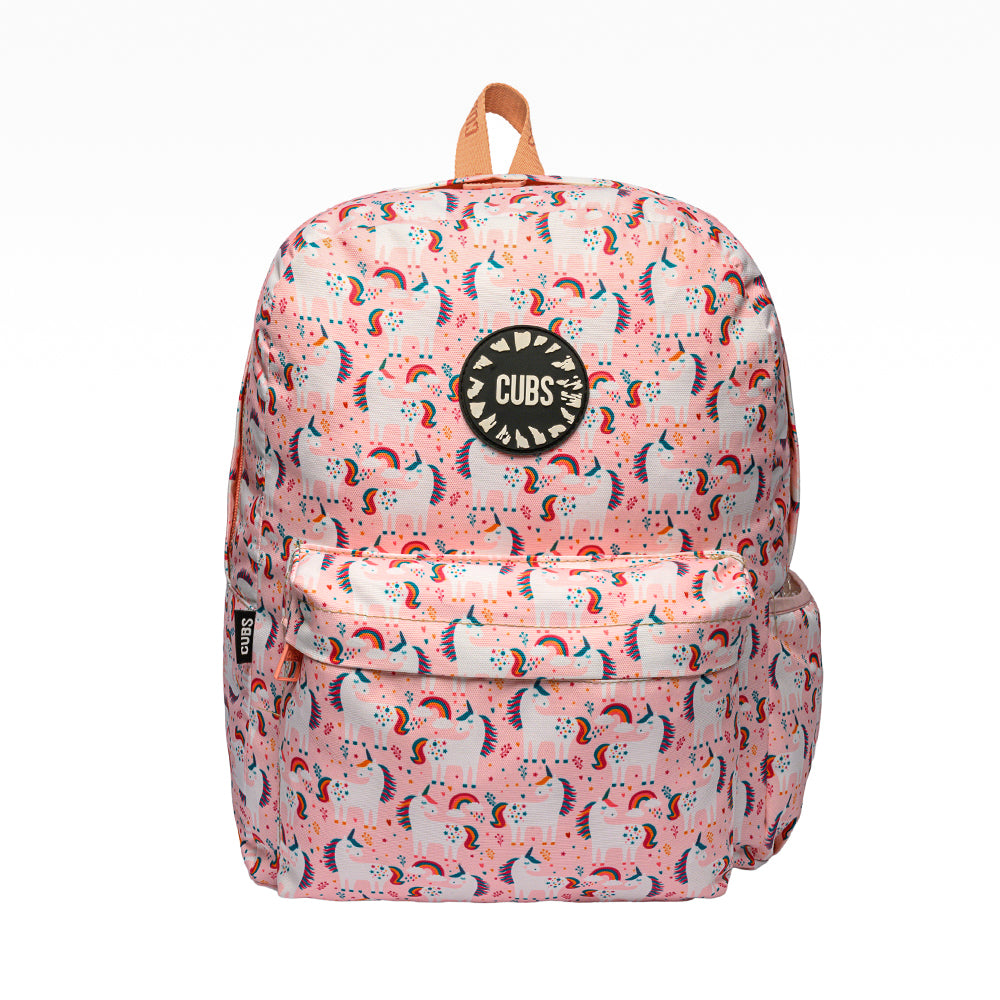 Cubs Peach Unicorns & Rainbows Backpack –16 Inches