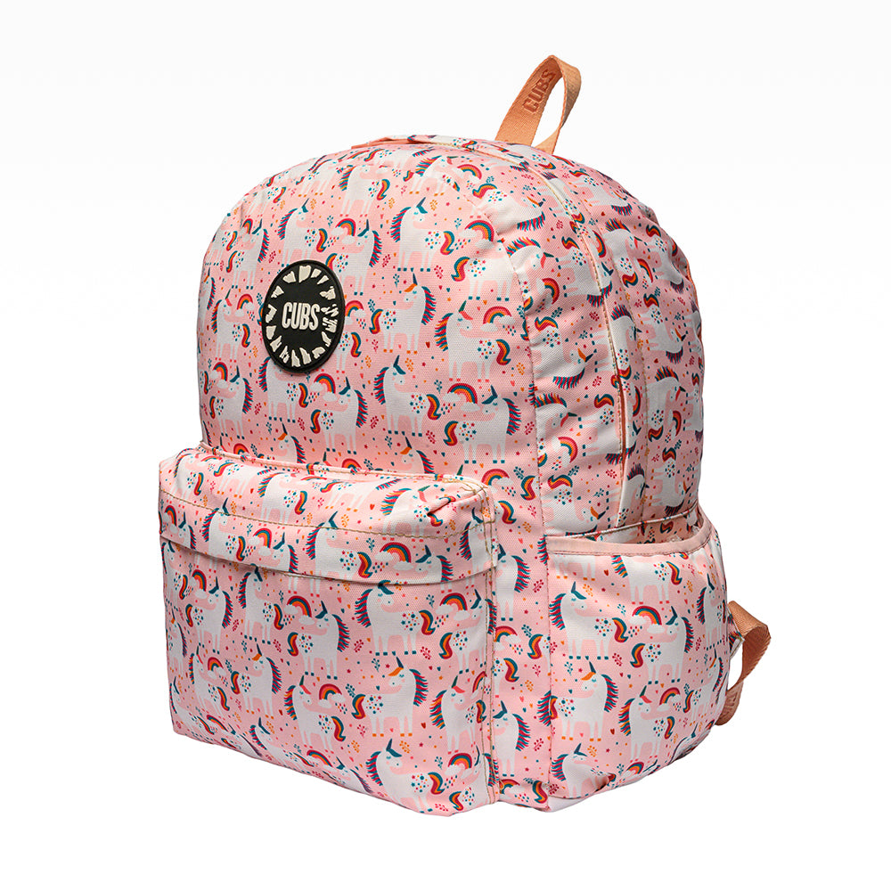 Cubs Peach Unicorns & Rainbows Backpack –16 Inches