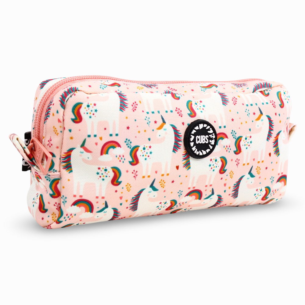 Cubs Peach Unicorns & Rainbows Pencil Case