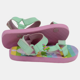 Girls Rubber Sandals – Mint with Rainbows & Unicorns