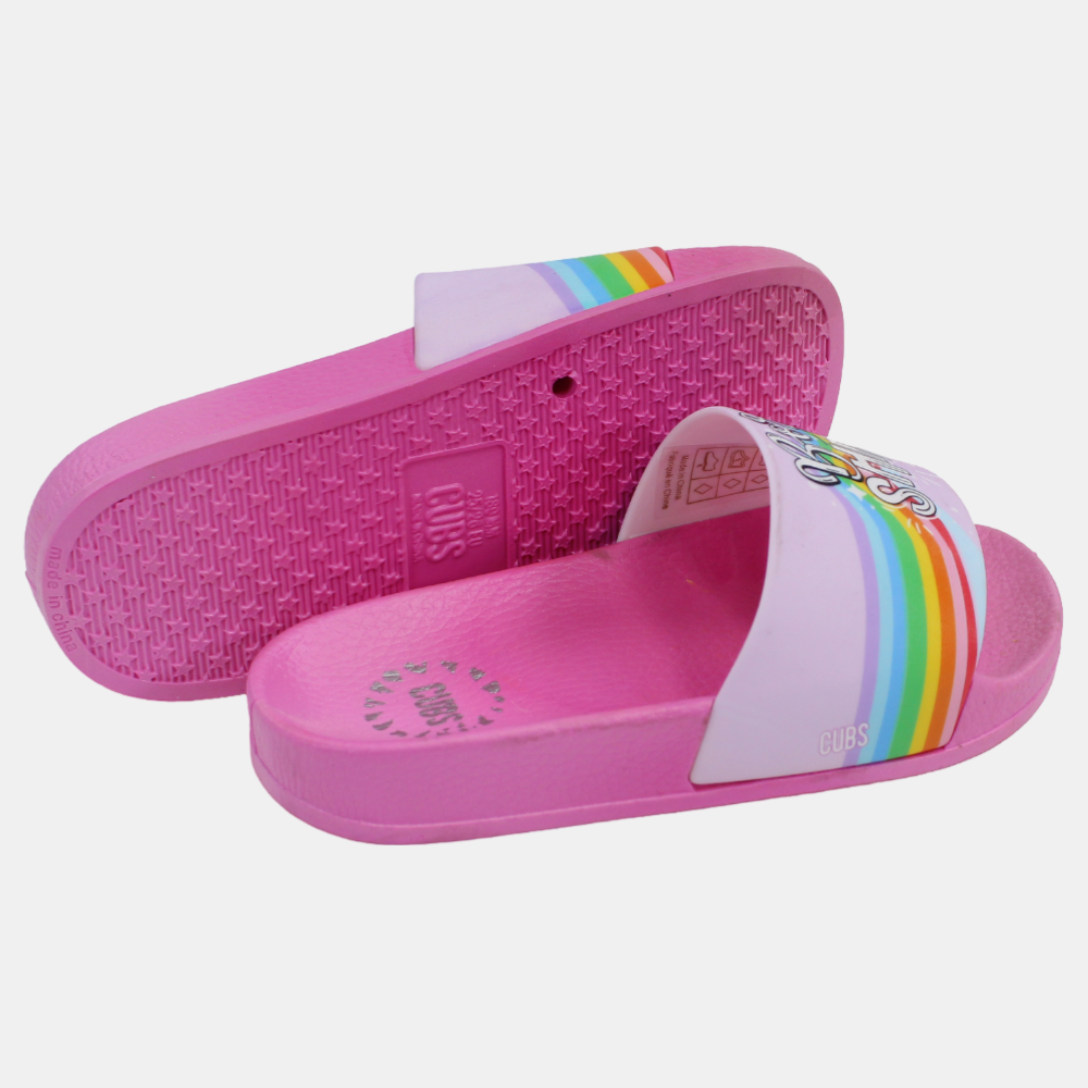 Girls Rubber Slides – Pink "Born to Shine"