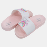 Girls Rubber Slides - Pink with Bunny