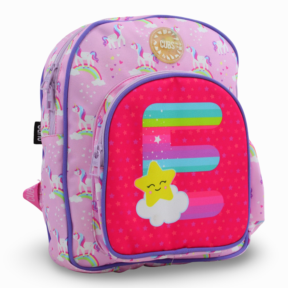 Cubs Pink Unicorn Letter E Nursery Backpack
