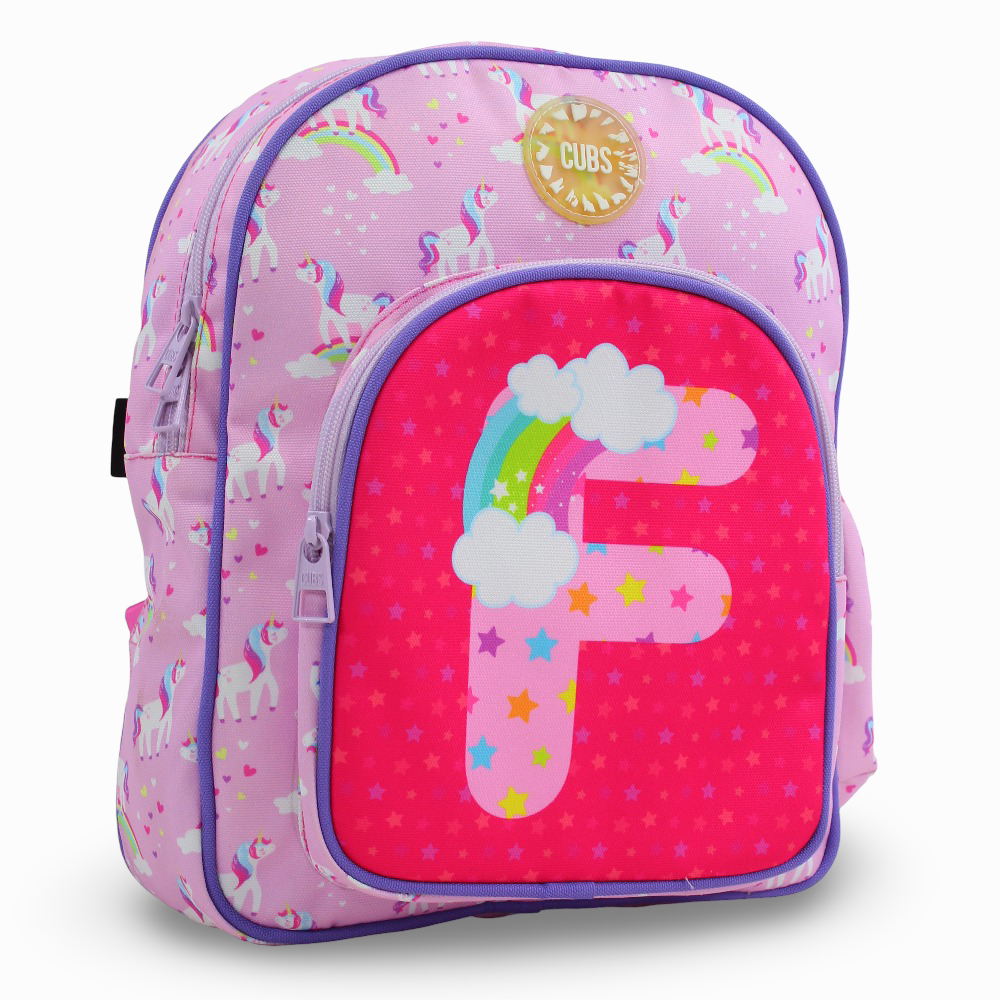 Cubs Pink Unicorn Letter F Nursery Backpack