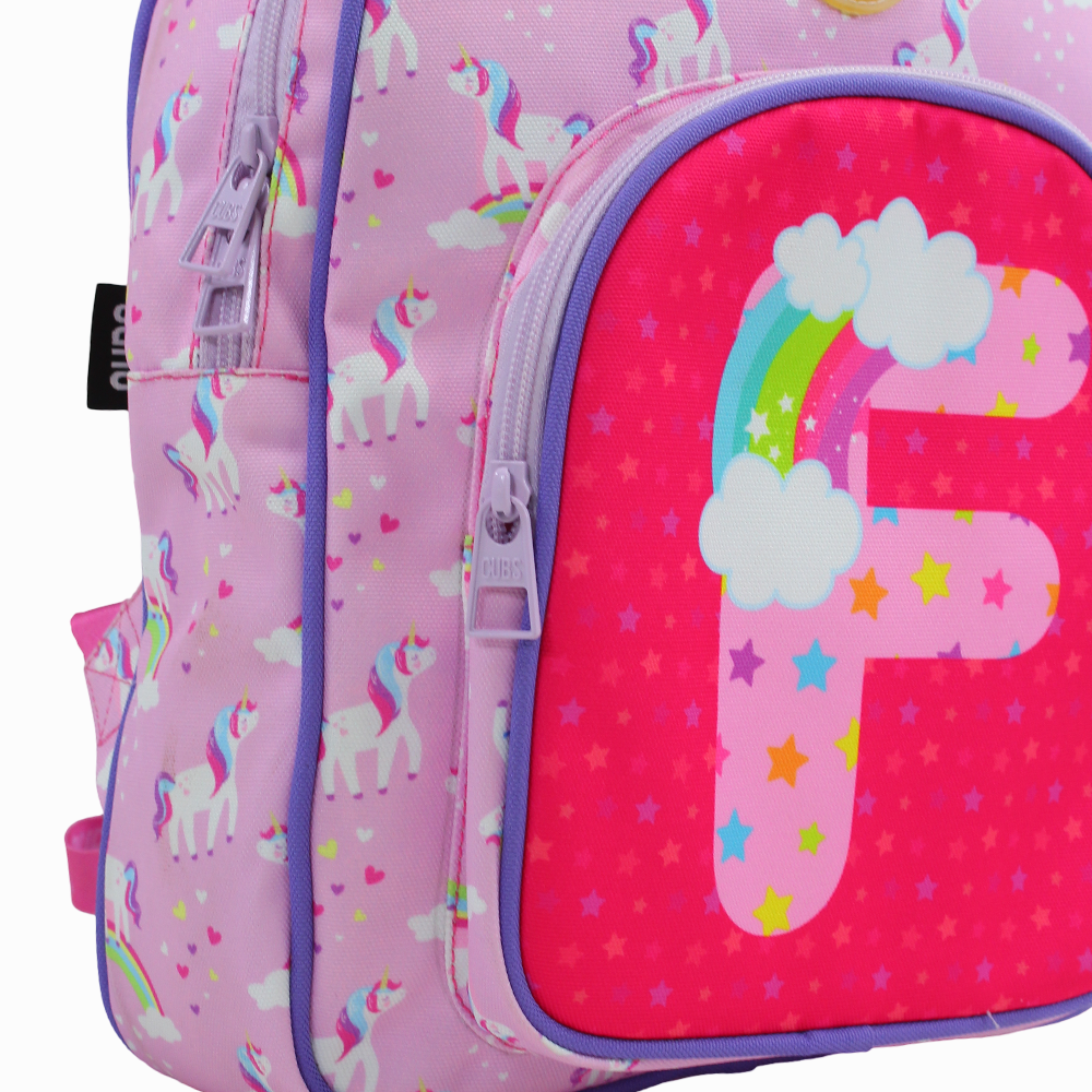 Cubs Pink Unicorn Letter F Nursery Backpack