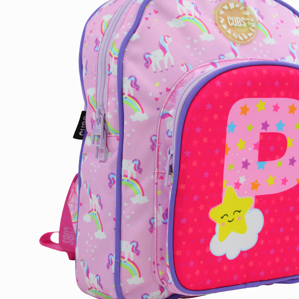 Cubs Pink Unicorn Letter P Nursery Backpack