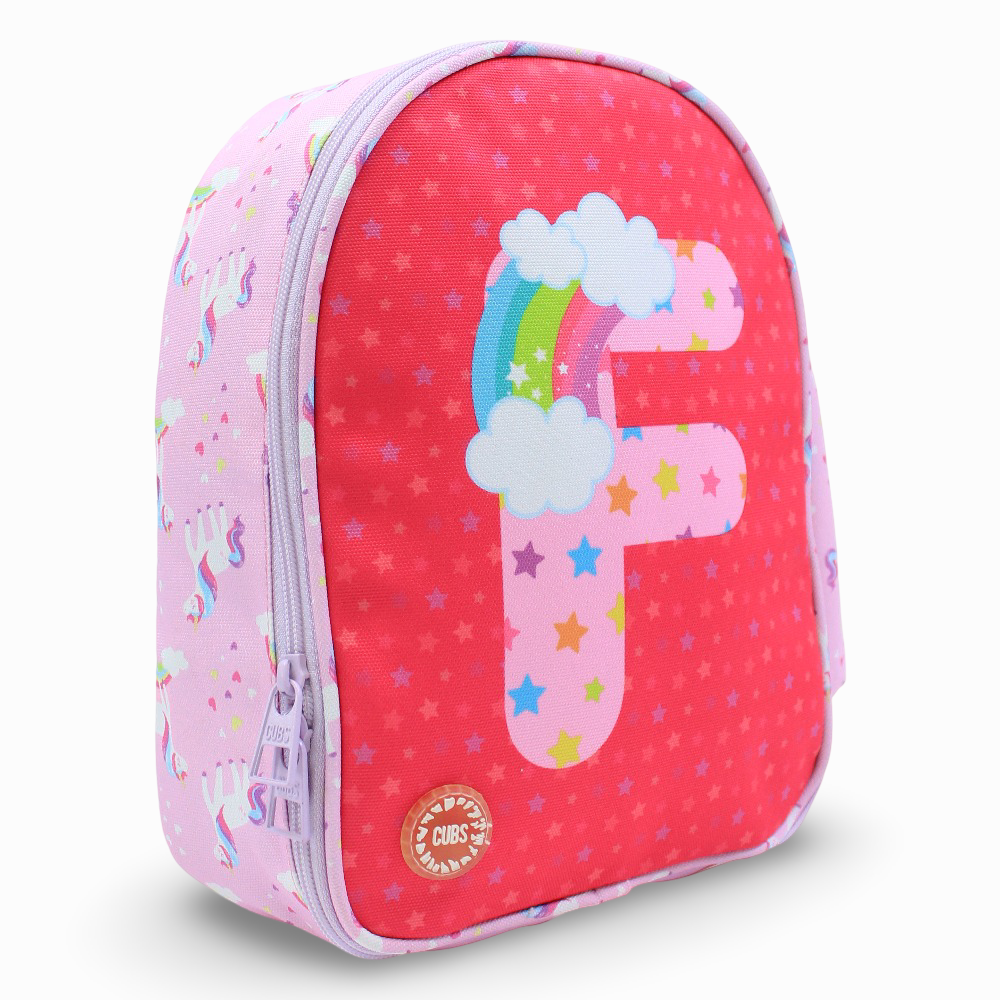 Cubs Pink Unicorn Letter F Nursery Lunch Backpack