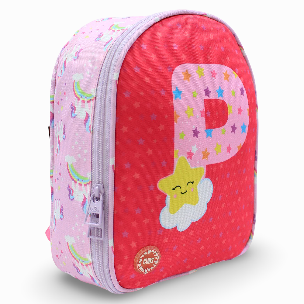 Cubs Pink Unicorn Letter P Nursery Lunch Backpack
