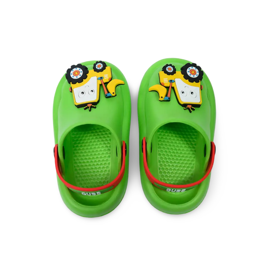 Boys Rubber Clogs – Green with Tractor Design
