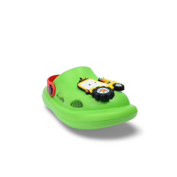 Boys Rubber Clogs – Green with Tractor Design