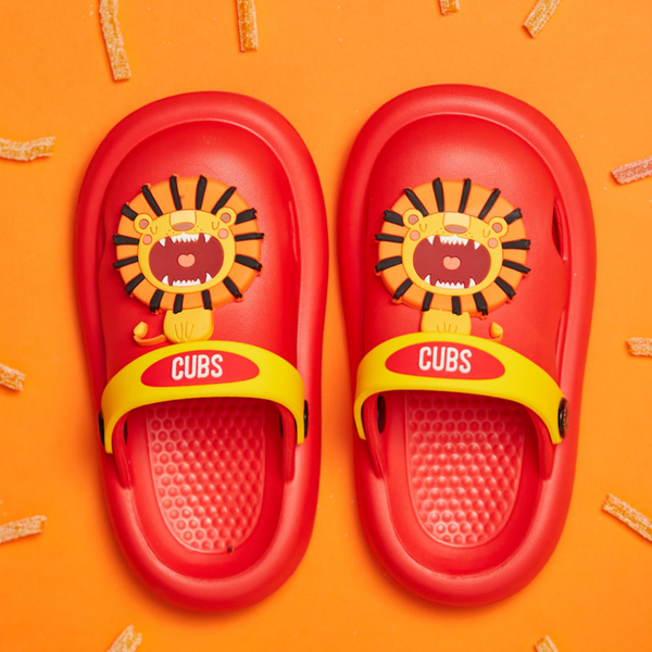 Boys Rubber Clog – Red with Roaring Lion Design