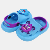 Girls Rubber Clogs – Baby Blue with Monster Design