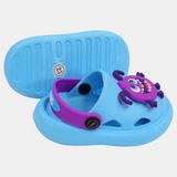 Girls Rubber Clogs – Baby Blue with Monster Design