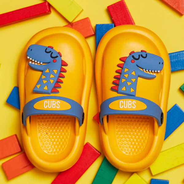 Boys Rubber Clogs – Yellow with Dino Design
