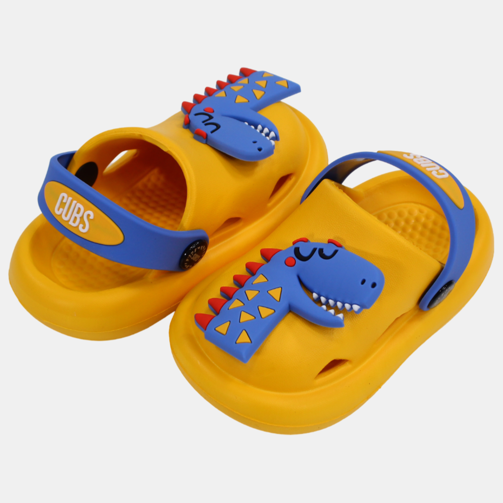 Boys Rubber Clogs – Yellow with Dino Design