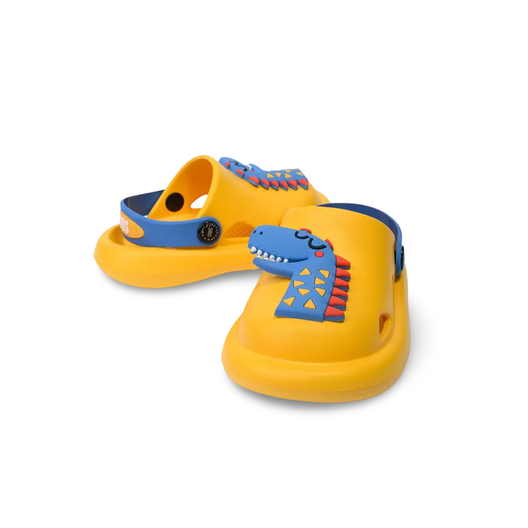 Boys Rubber Clogs – Yellow with Dino Design