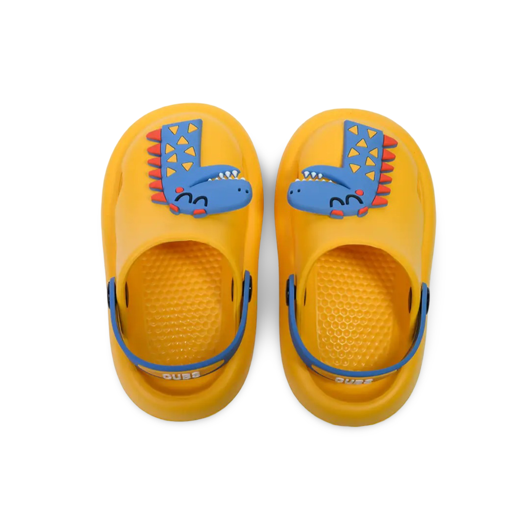 Boys Rubber Clogs – Yellow with Dino Design