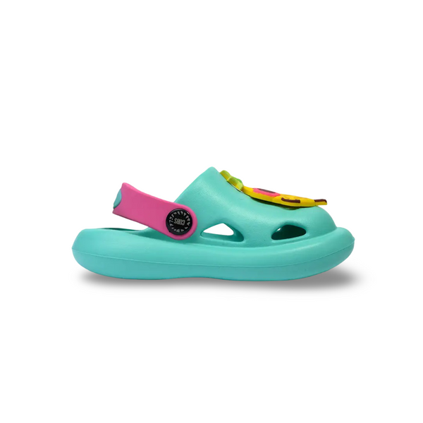 Girls Rubber Clogs – Aqua with Fruit Design