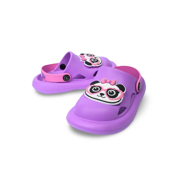 Girls Rubber Clogs – Purple with Cute Panda
