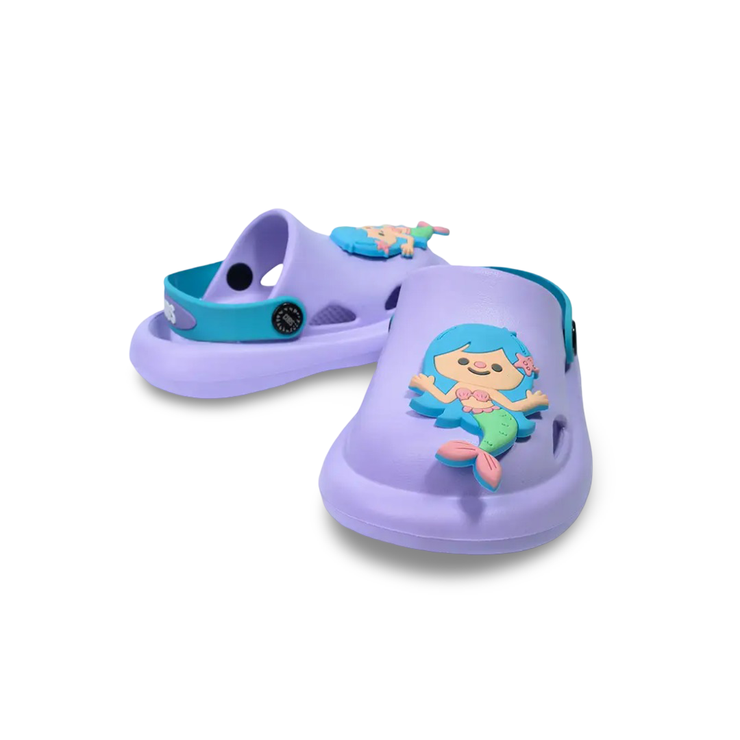 Girls Rubber Clog – Purple with Mermaid
