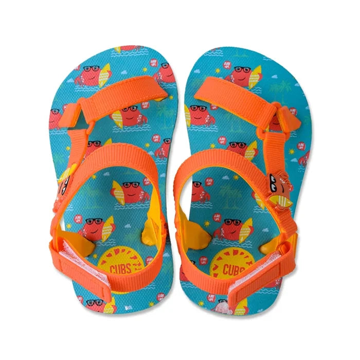 Baby Boys Rubber Sandal – Orange with Crab Print