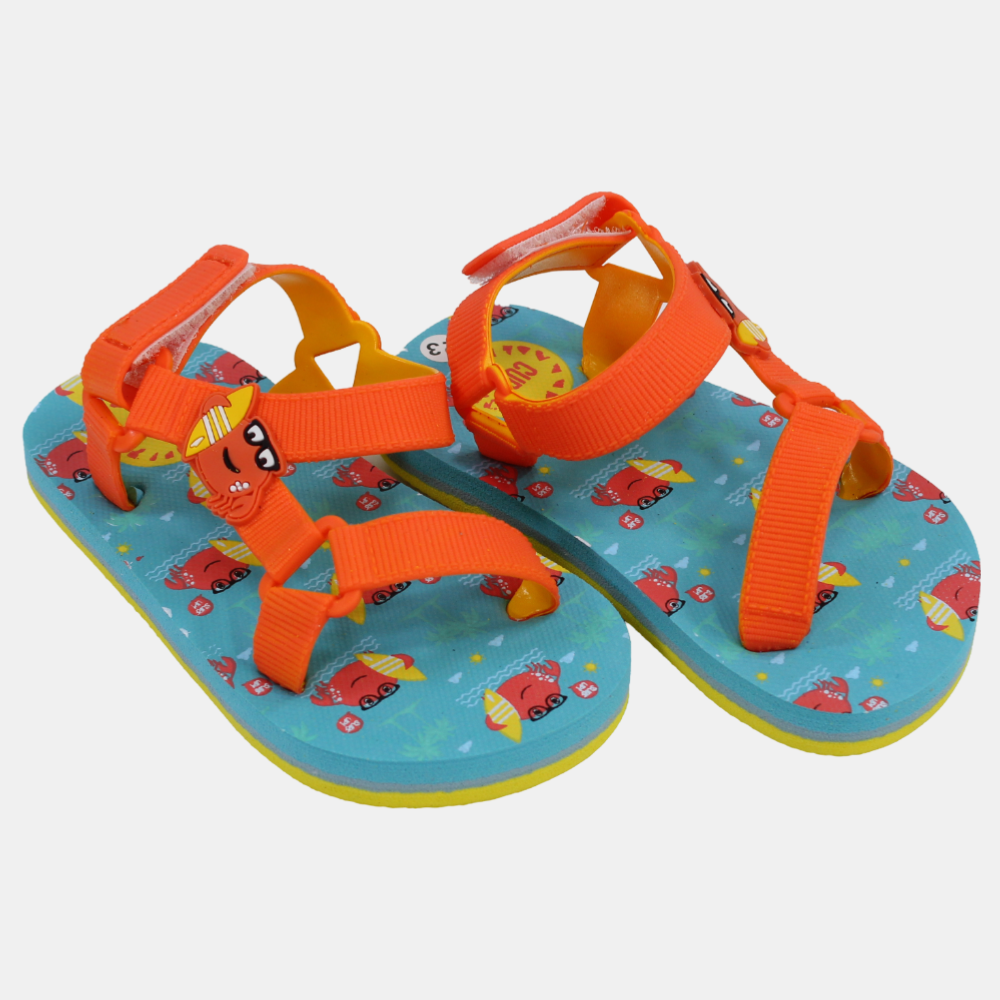 Baby Boys Rubber Sandal – Orange with Crab Print