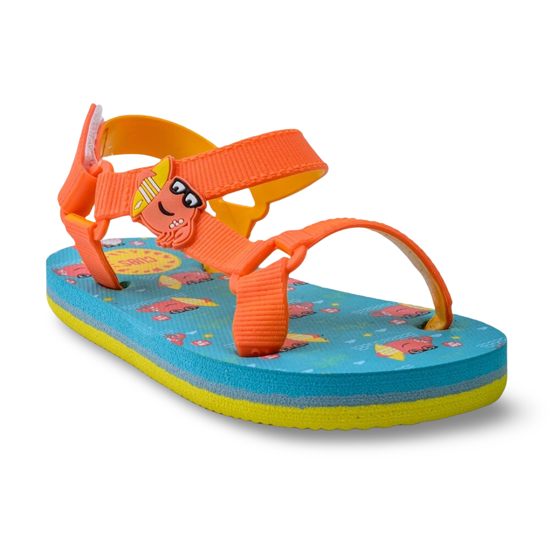 Baby Boys Rubber Sandal – Orange with Crab Print