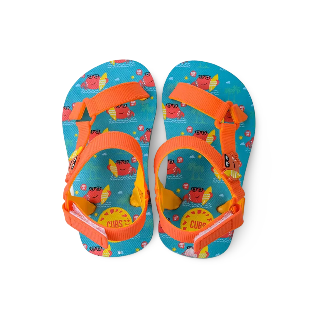 Baby Boys Rubber Sandal – Orange with Crab Print