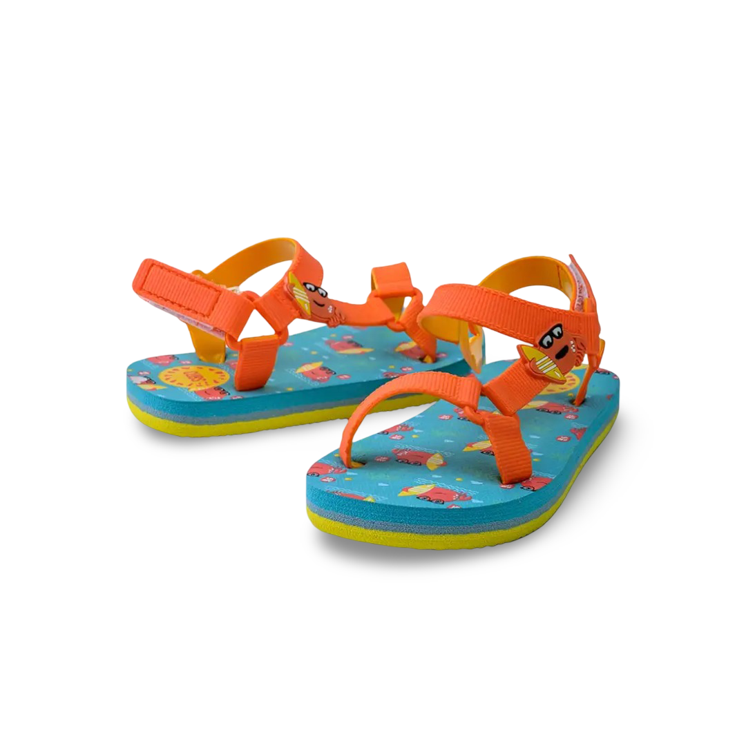 Baby Boys Rubber Sandal – Orange with Crab Print