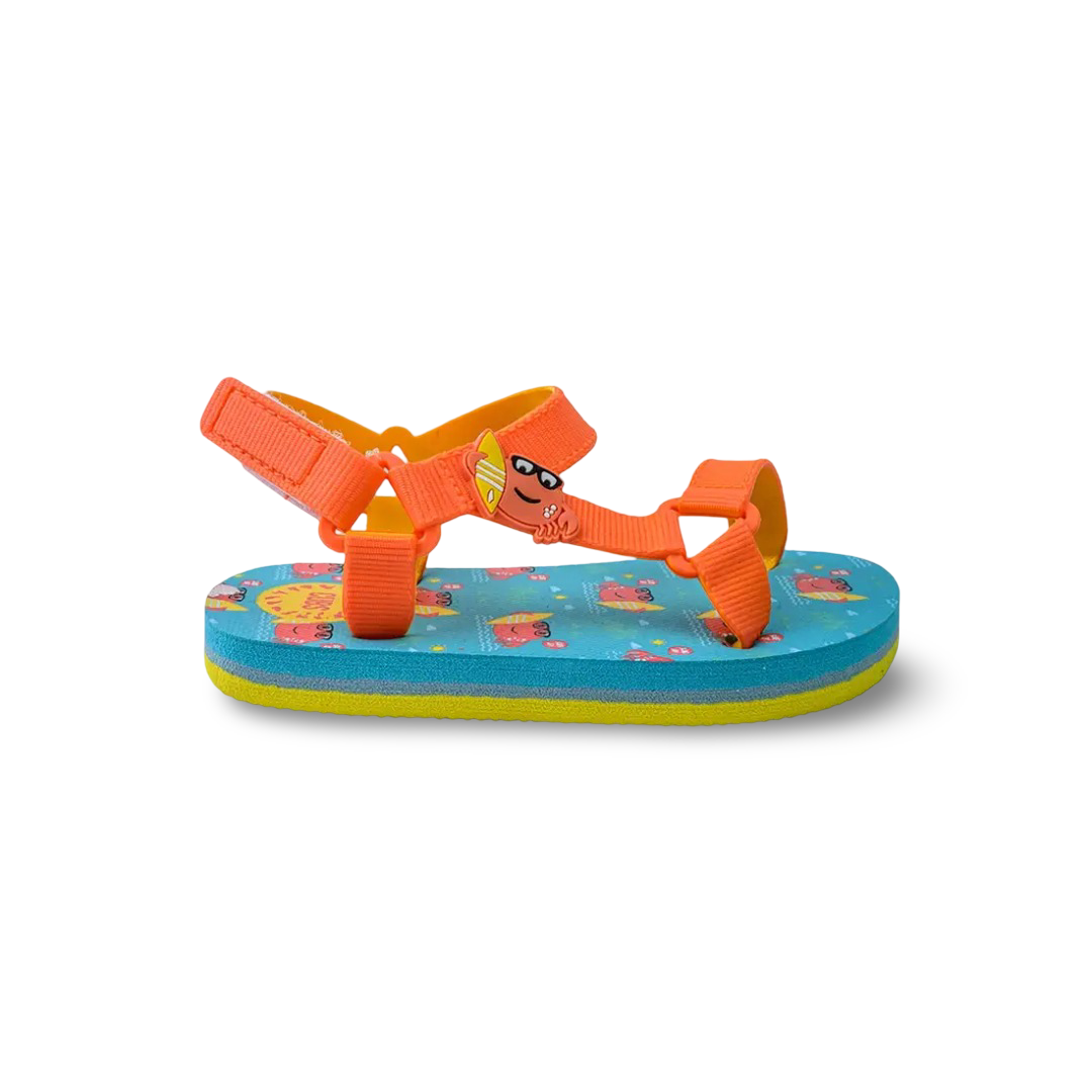 Baby Boys Rubber Sandal – Orange with Crab Print