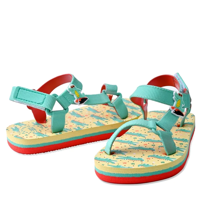 Baby Girls Rubber Sandal – Aqua with Crocodile Print