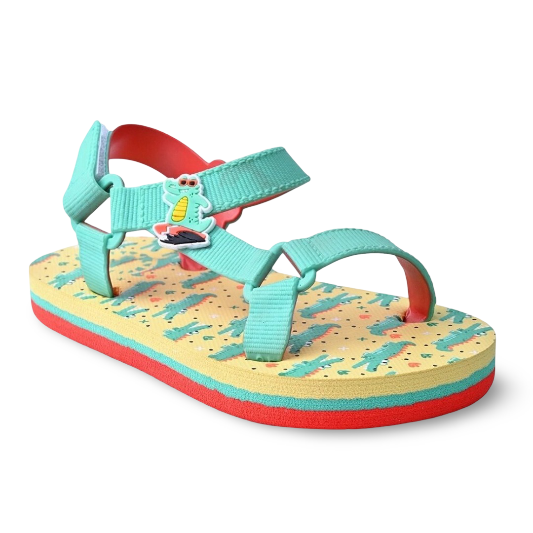 Baby Girls Rubber Sandal – Aqua with Crocodile Print