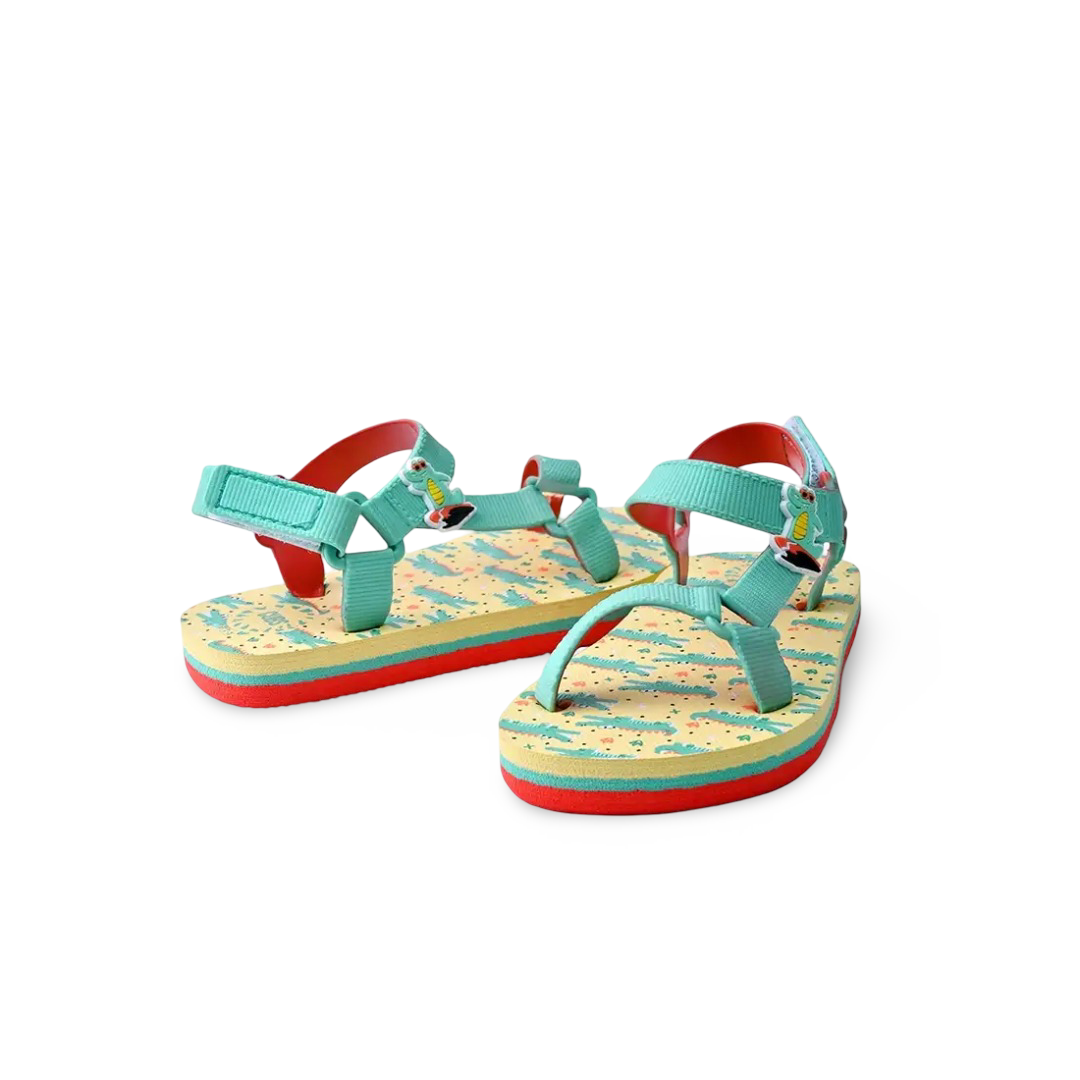 Baby Girls Rubber Sandal – Aqua with Crocodile Print