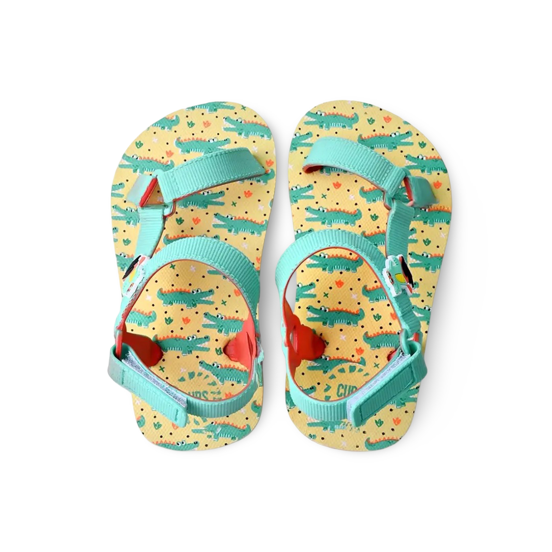 Baby Girls Rubber Sandal – Aqua with Crocodile Print
