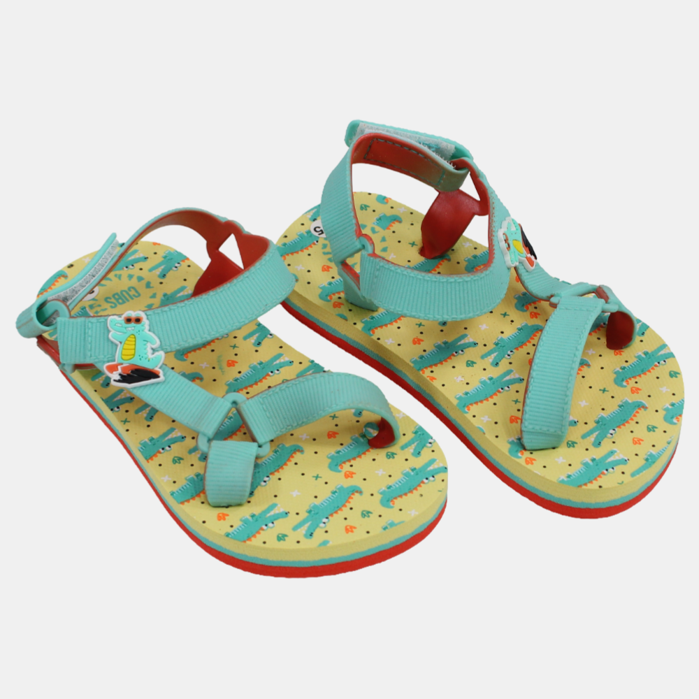 Baby Girls Rubber Sandal – Aqua with Crocodile Print