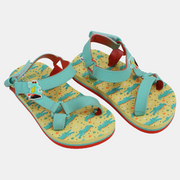 Baby Girls Rubber Sandal – Aqua with Crocodile Print