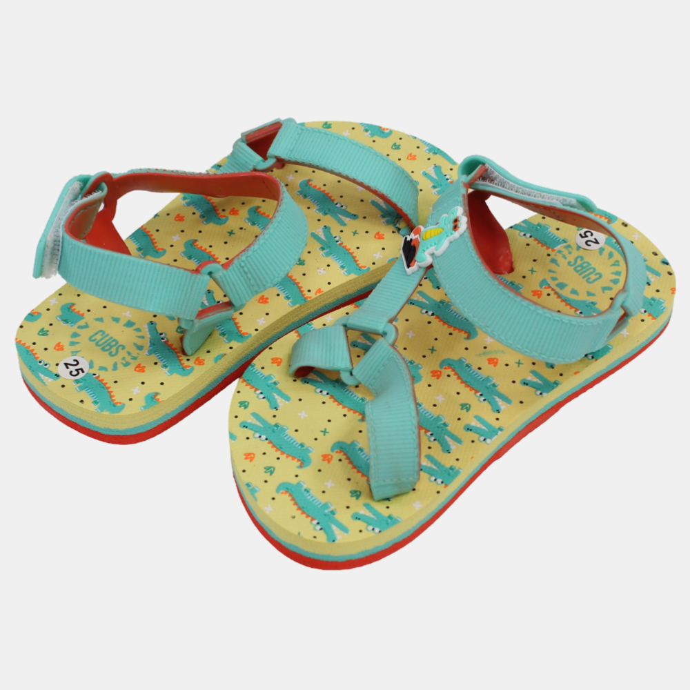 Baby Girls Rubber Sandal – Aqua with Crocodile Print