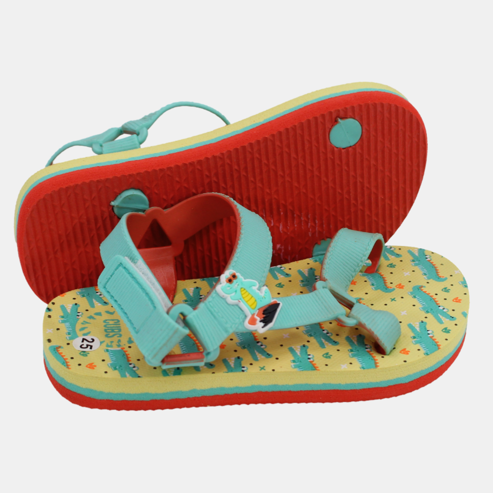 Baby Girls Rubber Sandal – Aqua with Crocodile Print