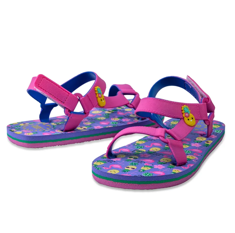 Girls Rubber Sandal – Pink with Smiling Pineapple