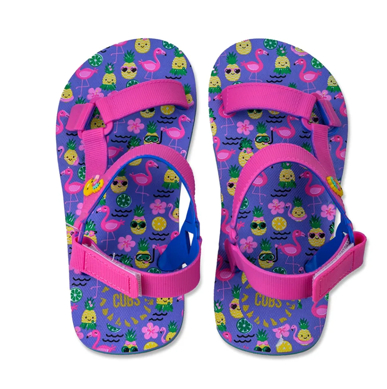 Girls Rubber Sandal – Pink with Smiling Pineapple