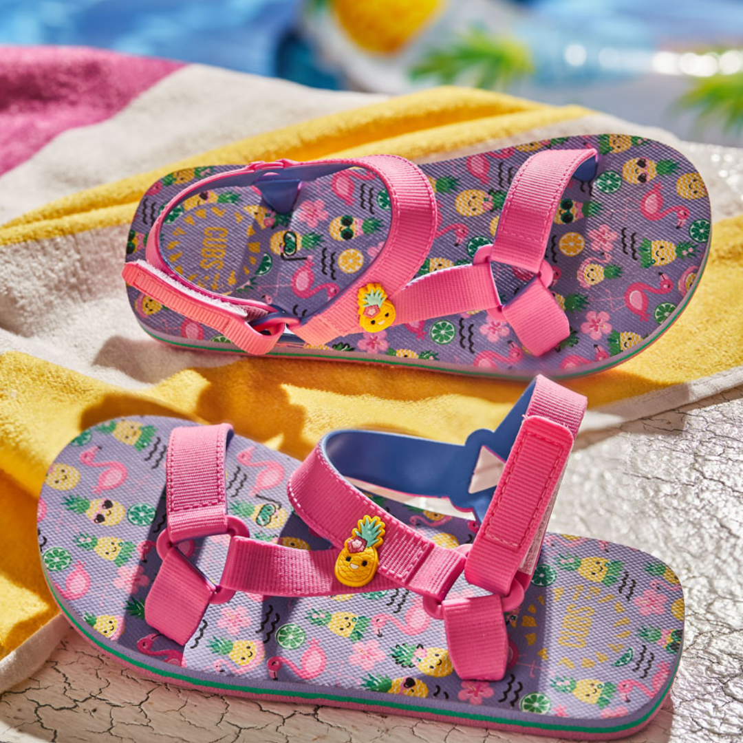 Girls Rubber Sandal – Pink with Smiling Pineapple
