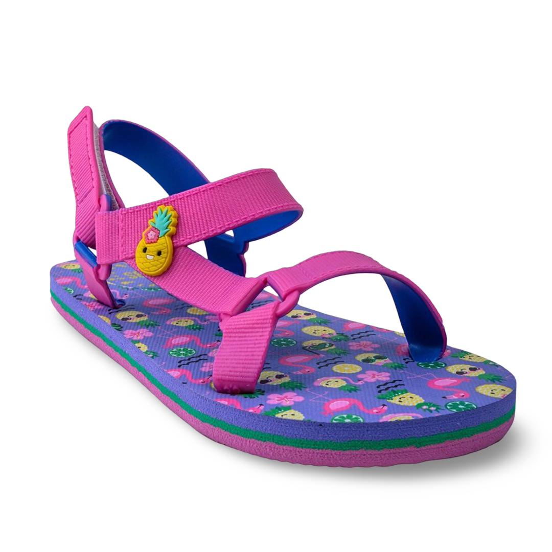 Girls Rubber Sandal – Pink with Smiling Pineapple