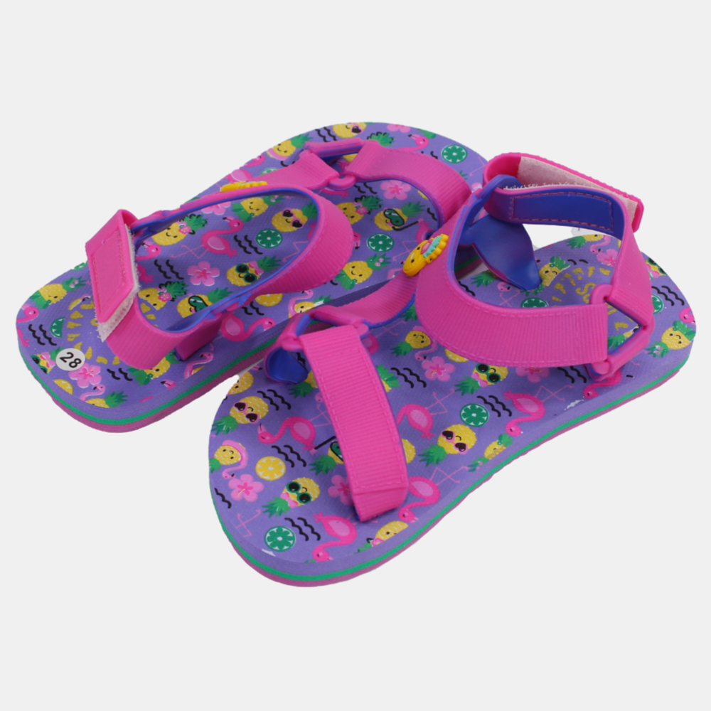 Girls Rubber Sandal – Pink with Smiling Pineapple