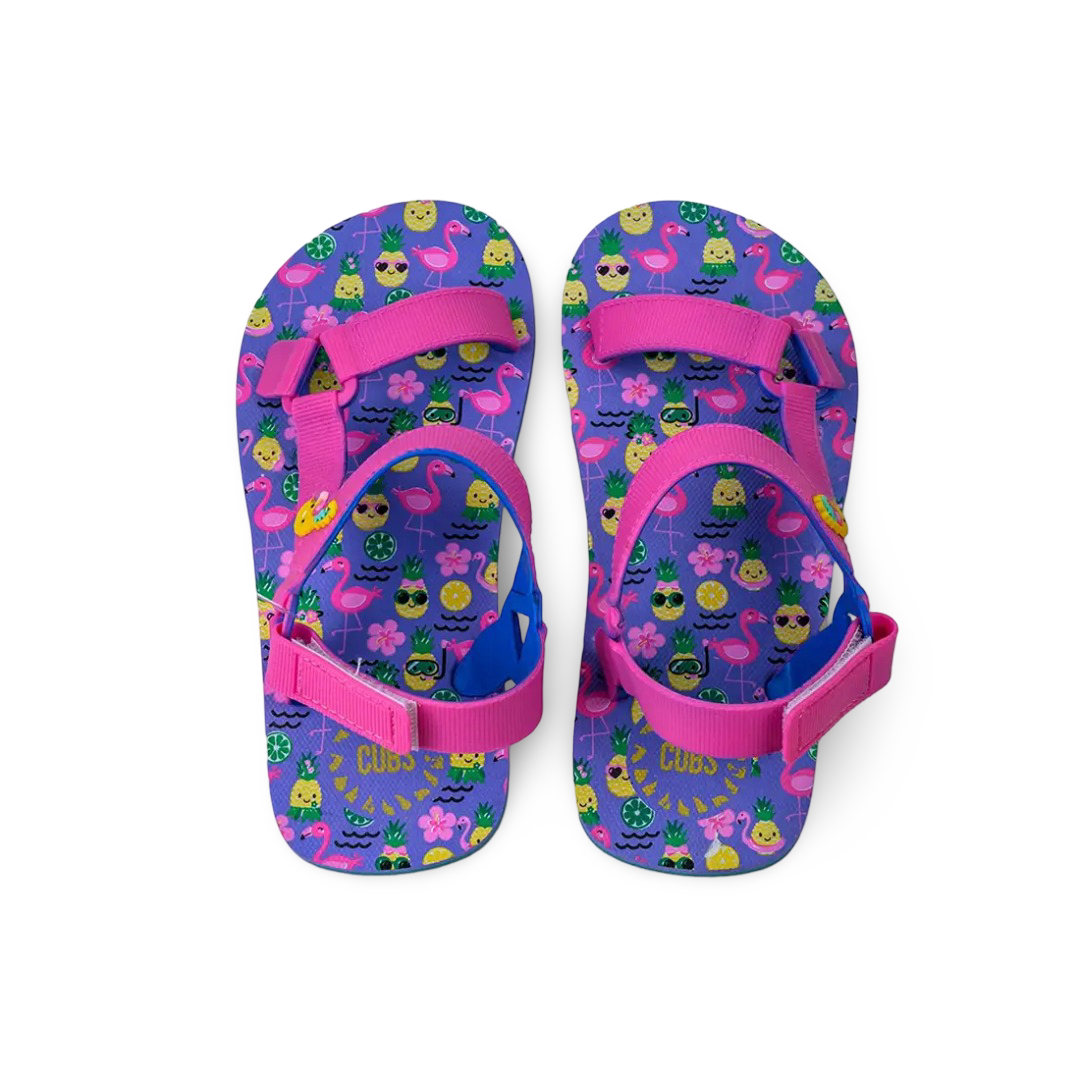 Girls Rubber Sandal – Pink with Smiling Pineapple - Clothing - Cubs