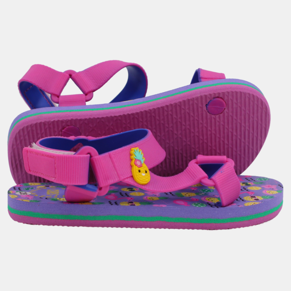 Girls Rubber Sandal – Pink with Smiling Pineapple